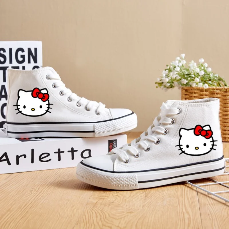 Sanrio Hello Kitty Print Korean Version High Top Canvas Shoes Cartoon Boys and Girls Student Casual Shoes Kids Sneakers