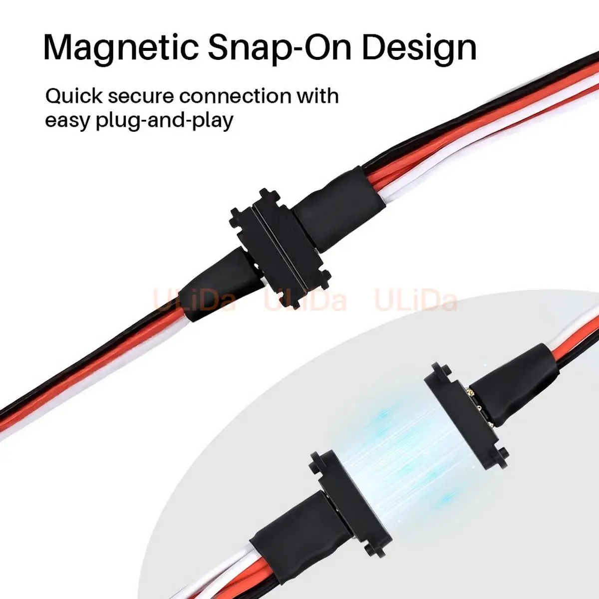 3-Pin Magnetic Snap-on 1 to 2 Y-wire Male to Female Extension Lead Wire 228mm Cable For RC Cars Boat Plane DIY Models