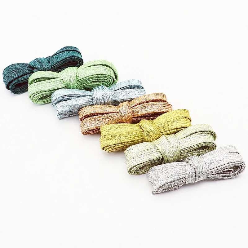 

1 Pairs Flat Glitter Shiny Metallic Shoe Laces Colorful Sequin Shoelaces