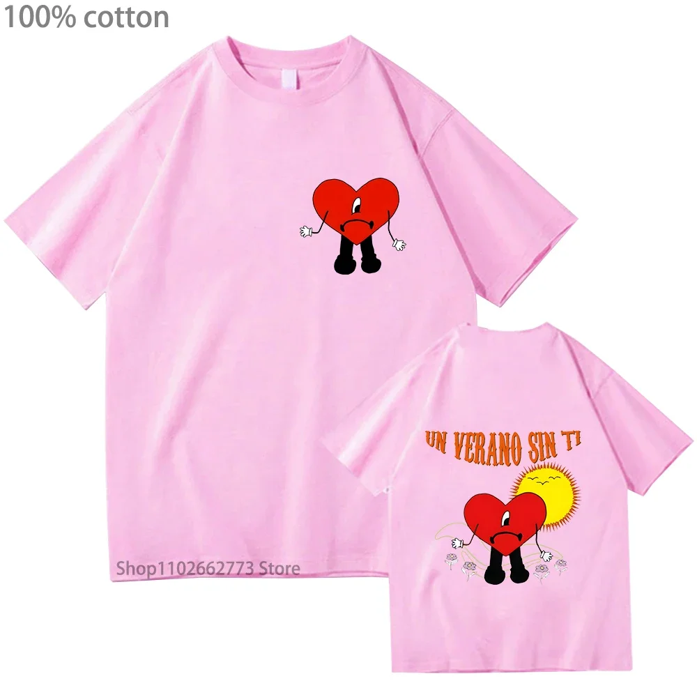قميص Bad Bunny Un Verano Sin Ti ملابس نسائية للجنسين نمط الجرونج 100% قطن تي شيرت ملابس الشارع الشهير للرجال FNF جرافيتي مطبوعة #2