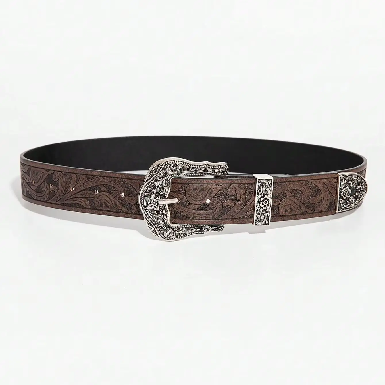 1pc men's Bohemian-style vintage carved brown belt, a versatile denim accessory belt, suitable for daily commuting