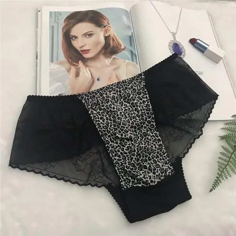 Man's Lace Leopad Graphics Silky Touch BF Brief Panty Harajuku Half Sheer Hip LGBQT Group Live Show Dance Harajuku Party DJ
