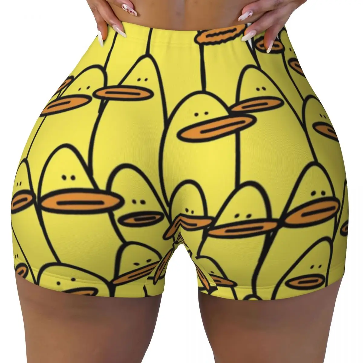 Custom Yellow Classic Rubber Duck Gothic Workout Running Volleyball Shorts for Women Gym Yoga Shorts