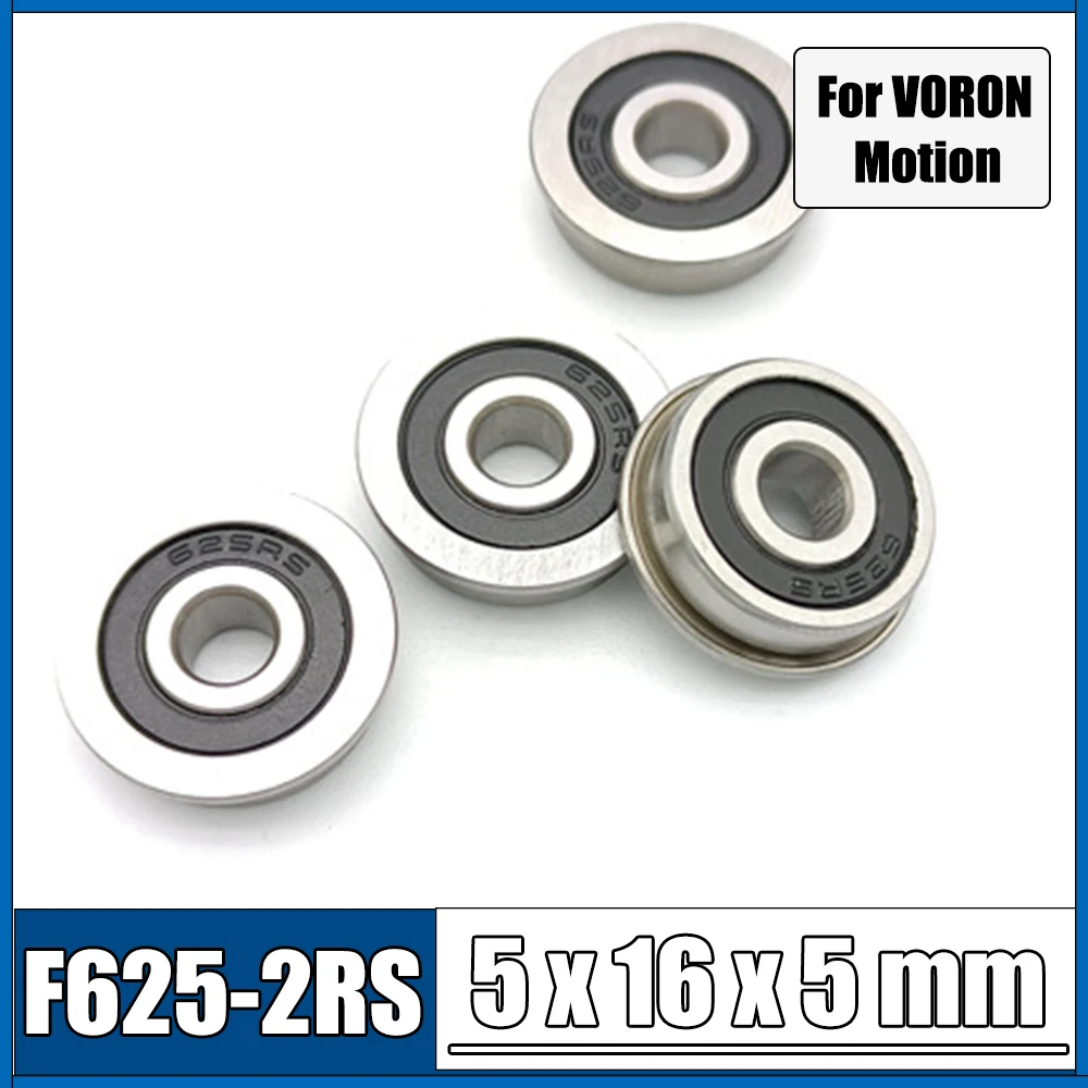 F625RS Bearing 5*16*5 mm ABEC-7 10 Pcs, F625-2RS Flange Ball Bearings For VORON 0 Motion, Use In A/B Drive Units Idlers XY Joint