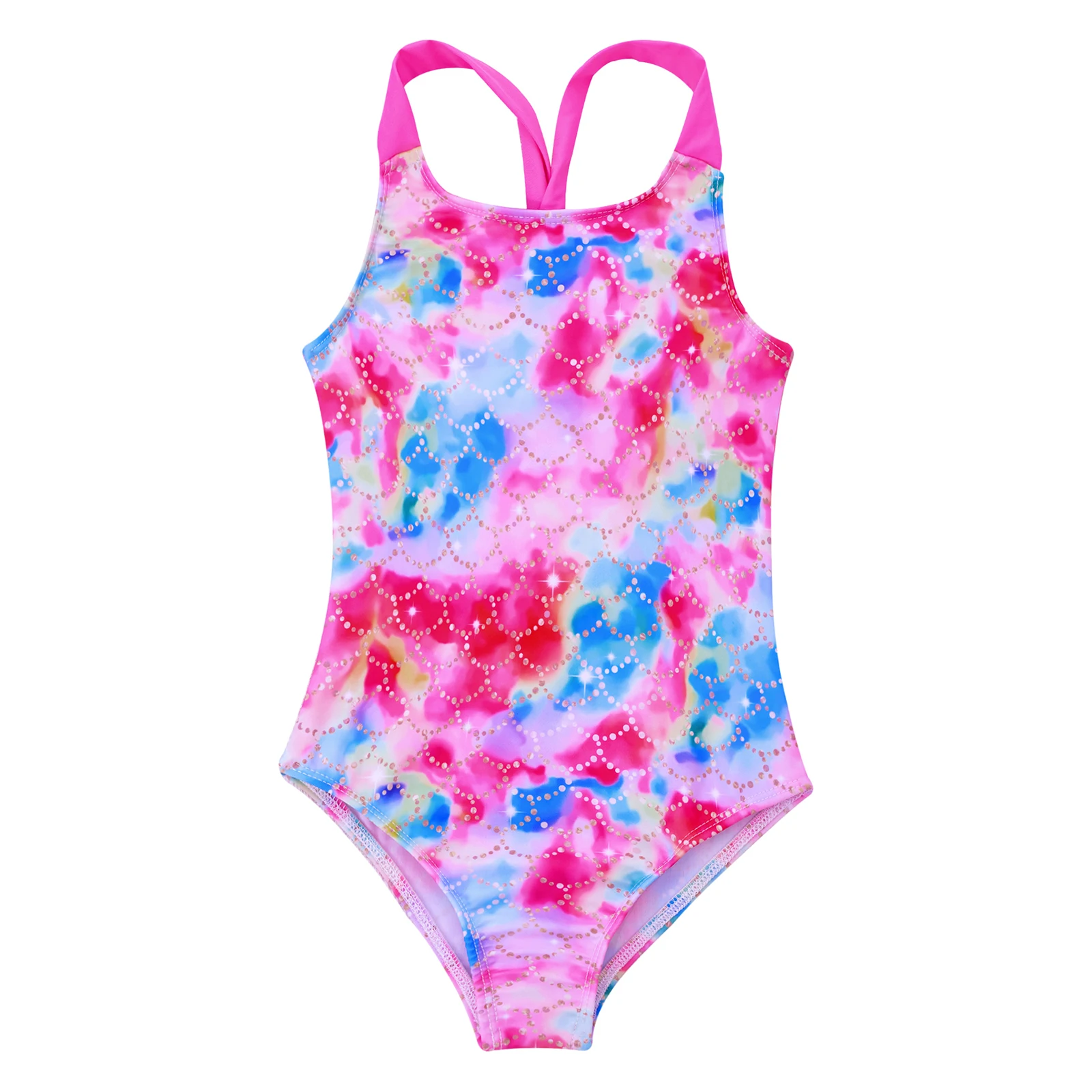 

4-16 Years Girls Swimsuit Summer New One Piece Swimwear Kids Sleeveless Cute Print Bathing Suit Beach Wear Children Jumpsuit