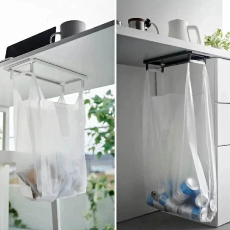 New Metallic Storage Holders Overhead Storage Rack Kitchen Garbage Bag Holder Retractable Holder Trash Bag Holder Desk Orga