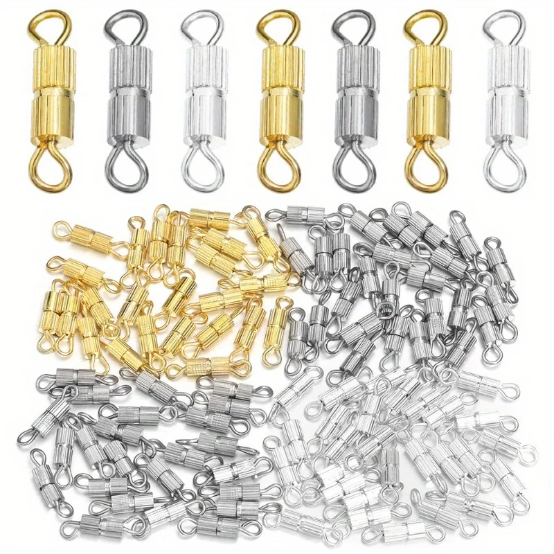 ตัวล็อคสร้อยข้อมือ/สร้อยคอแบบเกลียว 10 ชิ้น ลายทาง ตัวล็อคแบบเกลียวแนวตั้ง อุปกรณ์ทำเครื่องประดับ DIY