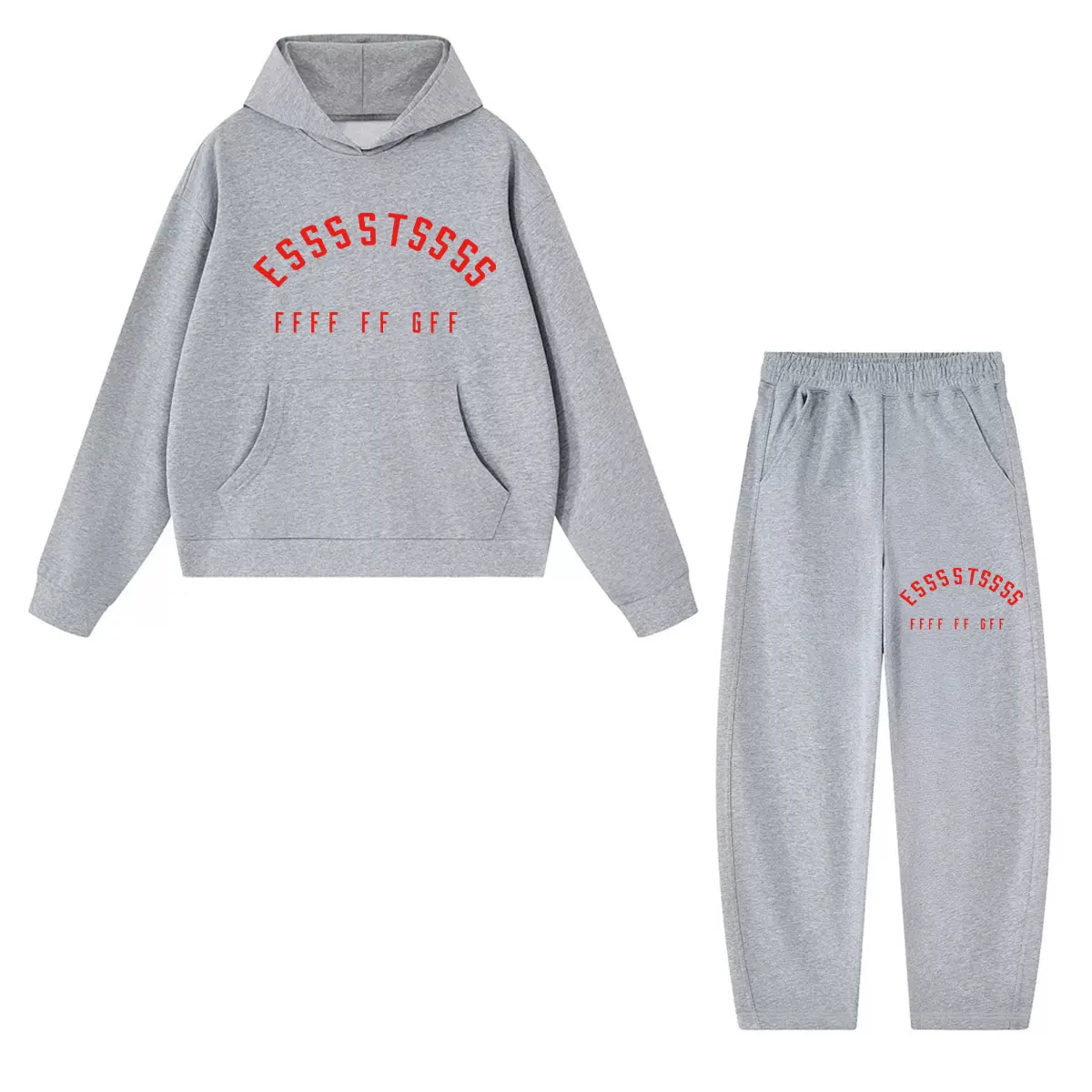 2026 new hooded sweatshirt and sweatpants set, men's printed best-selling street loose sportswear, couple cycling protection set