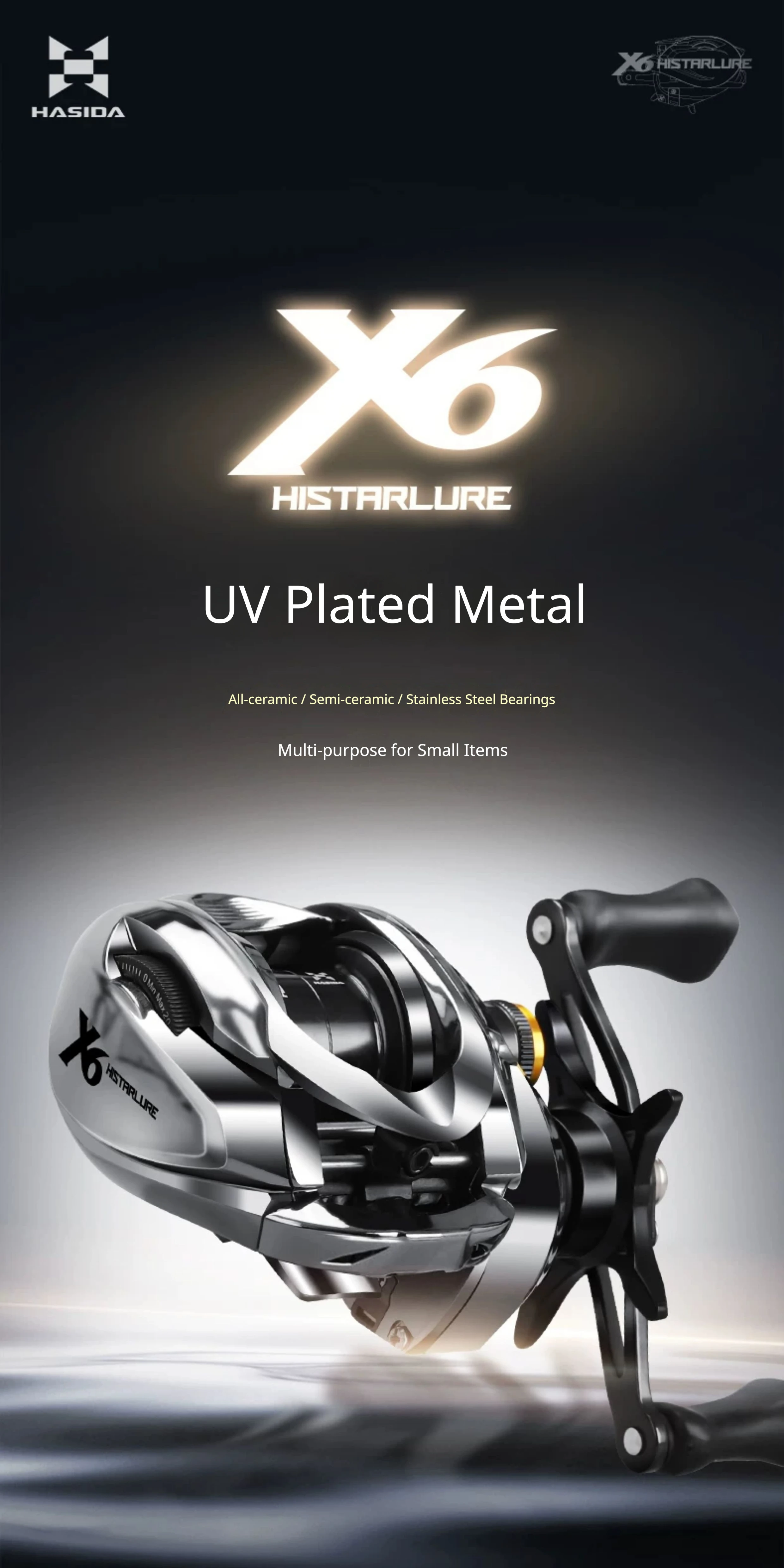 HASIDA X6 Baitcasting-Rolle, Weitwurf, Anti-Rücklauf, Ultraleicht, Keramiklager, Angelköder, Süßwasser, Salzwasser, Bass, Micro Pro – Detail 3