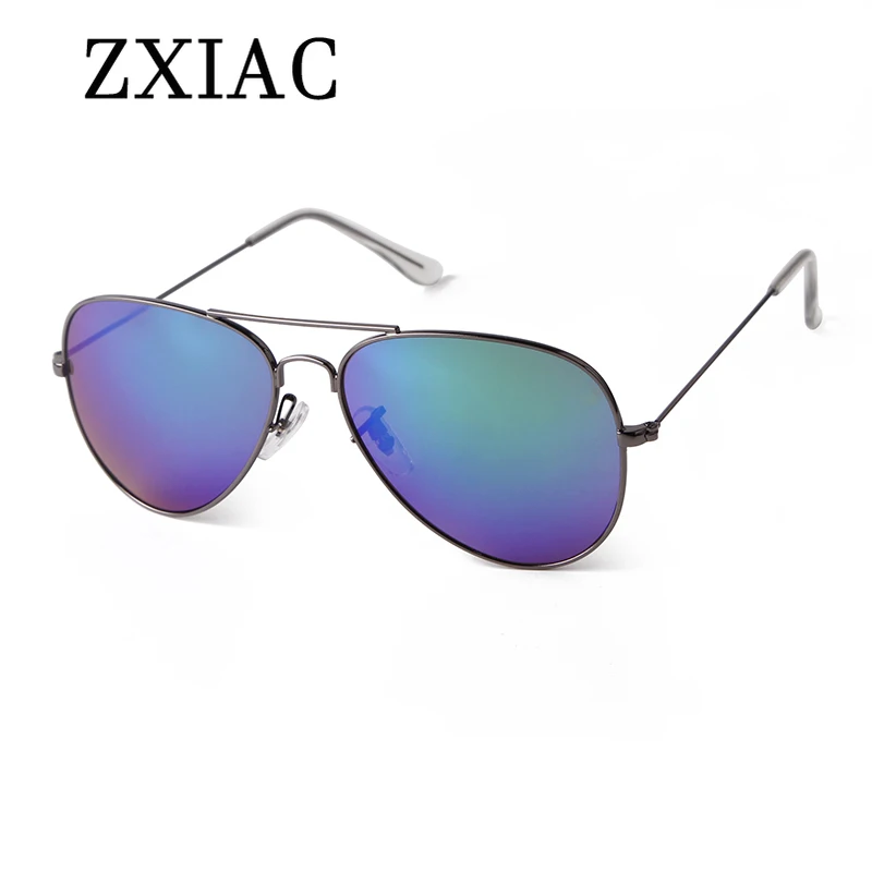 ZXIAC Retro Pilot Flat Top Sunglasses Men Trendy Fashion Toad Mirror Sun Glasses Male Aviator Driving Color Film Shades UV400