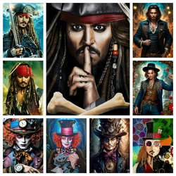 Gothic Captain Jack Sparrow Diamond Painting Kits New 2024 Mosaic Johnny Depp Movie Home Decor Art Cross Stitch Halloween Gift