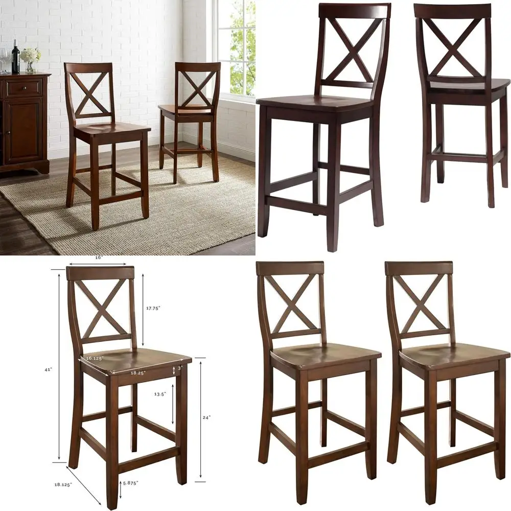 

Counter Height Bar Stools Set of 2, Vintage Style, 24-inch