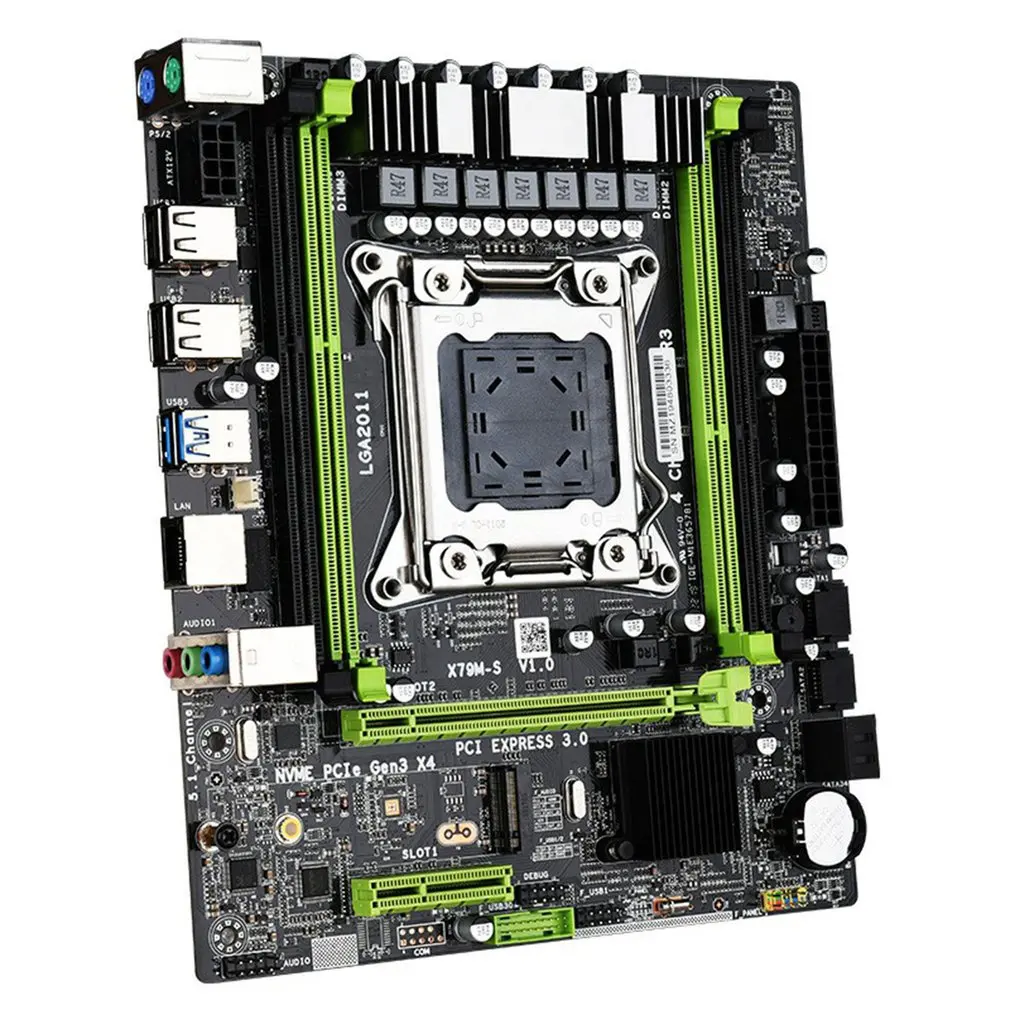X79M-S Mainboard X79M2 2.0พร้อม Xeon E5 2640 V2โปรเซสเซอร์ DDR3 1600MHz ECC / REG RAM M.2 SSD 8 cores 16หัวข้อ Motherhood