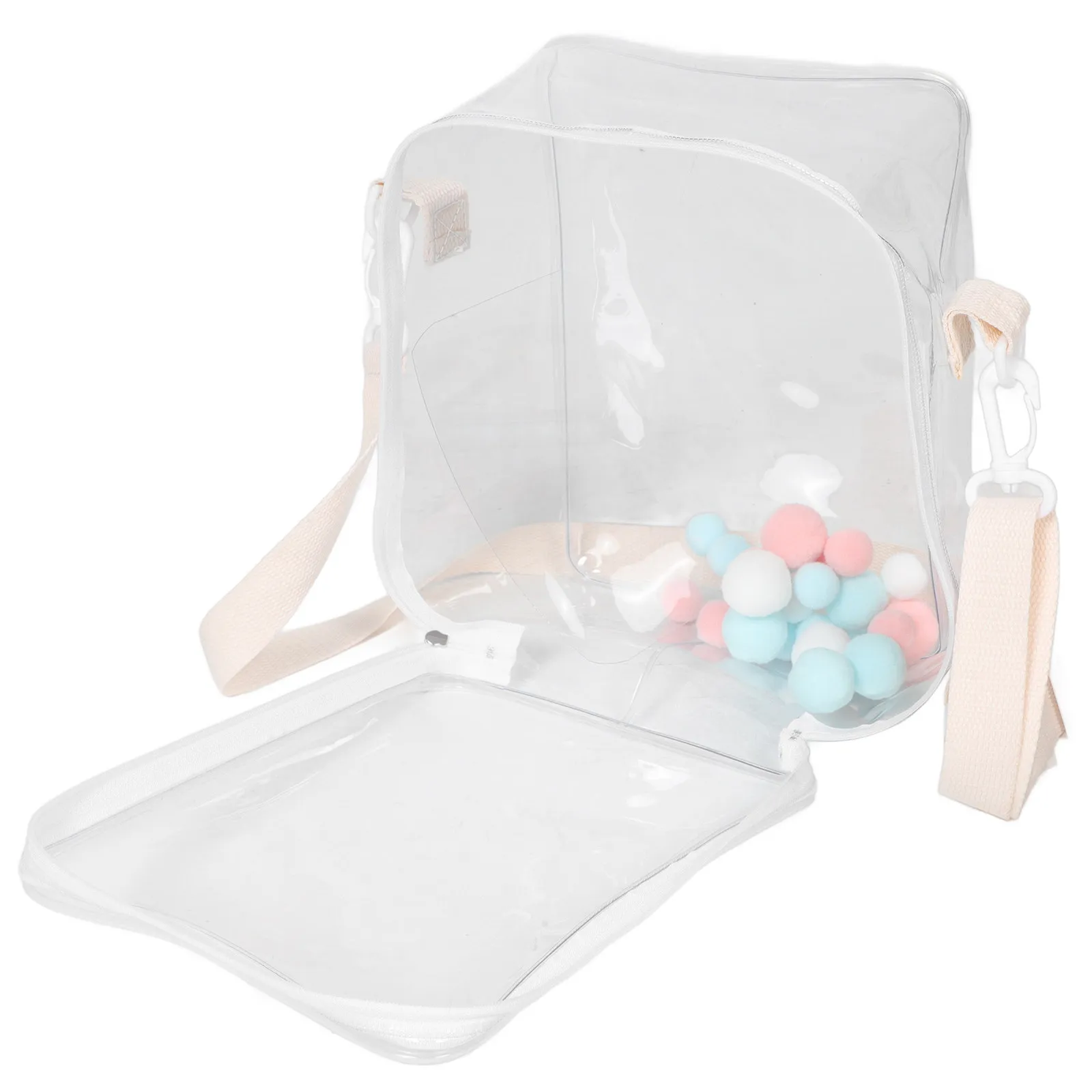 Clear Cotton Storage Bag Large Capacity Transparent Shoulder Crossbody Bag Portable Dustproof Case for Display and Carrying