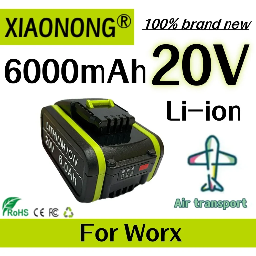 

20V 6000mAh Replacement Worx Max Li-Ion Battery WA3551 WA3551.1 WA3553 WA3641 WX373 WX390 Rechargeable Battery Tool