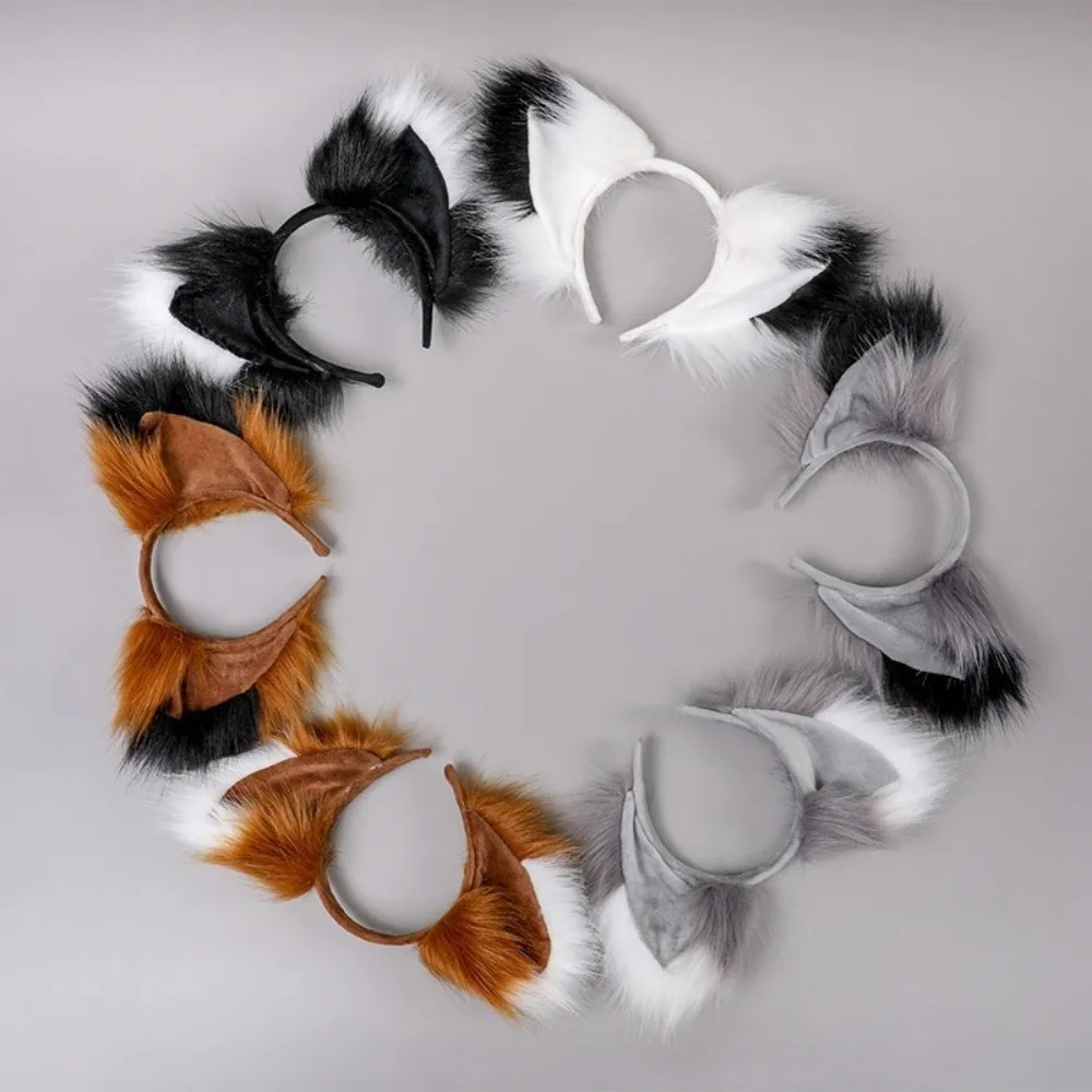 Multicolor Faux Fur Cat Ears Flexible Fluffy Realistic Texture Cosplay Ears Hair Hoop Lightweight Japanese Style Animal Headband