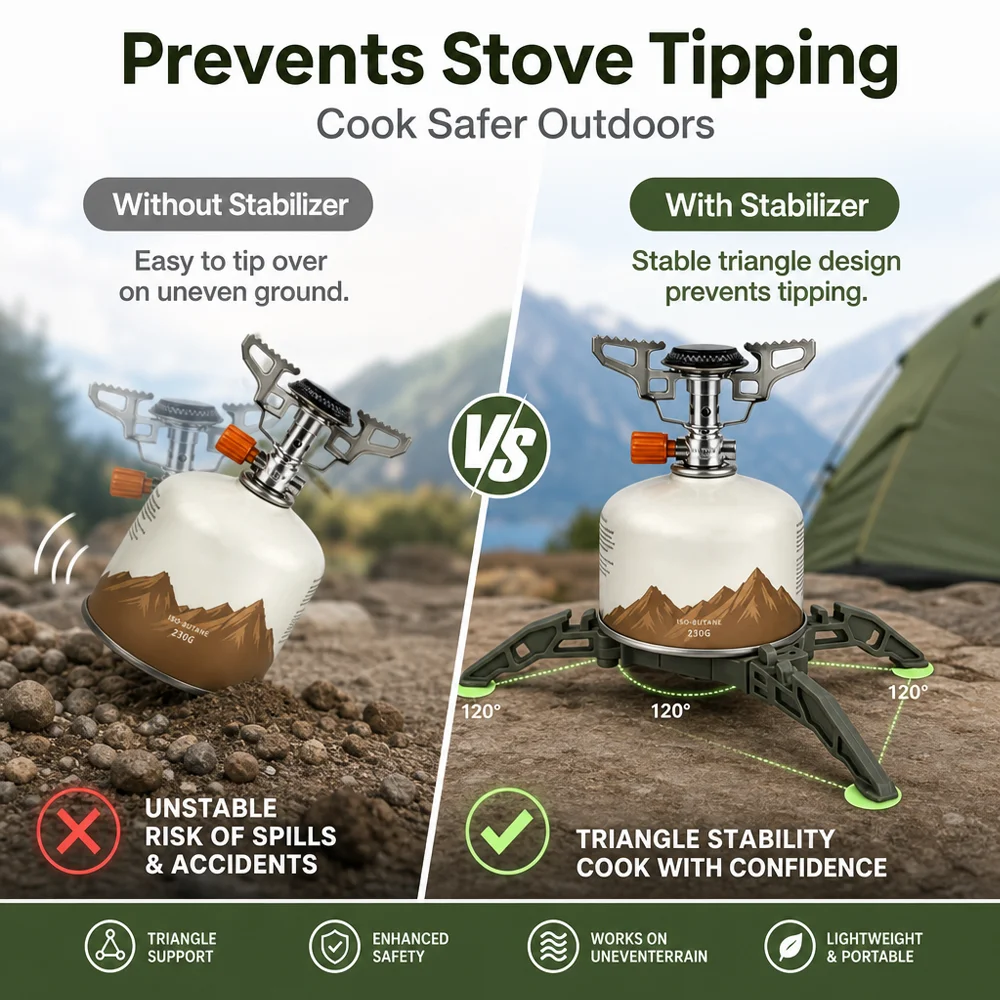 Portable Foldable Gas Tank Bracket Universal Butane Canister Stand Fuel Can Base Tripod Stabilizer Camping Stove Accessories