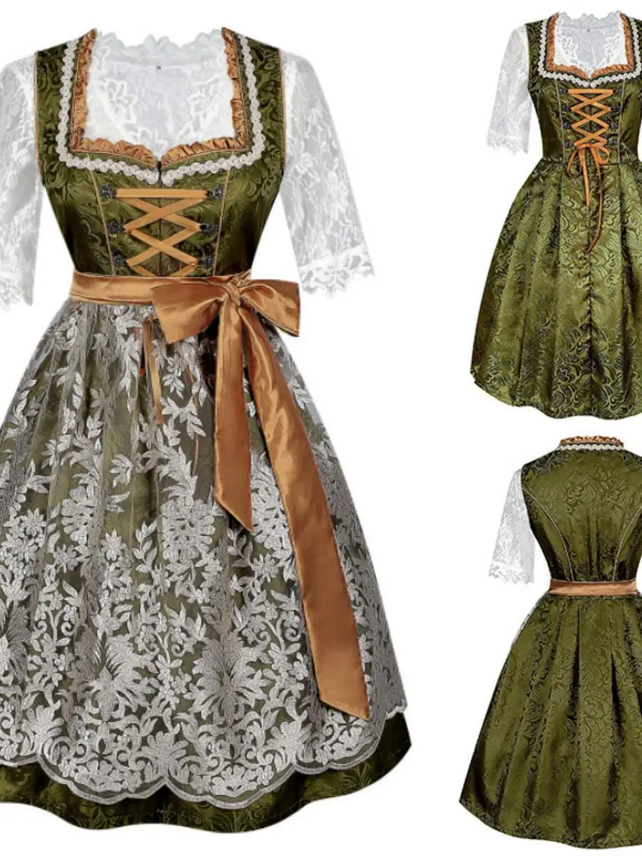 

Традиционный баварский костюм большого размера для фестиваля пива Dr loween Dr, женская этническая одежда, сценический костюм, материал полиэстера