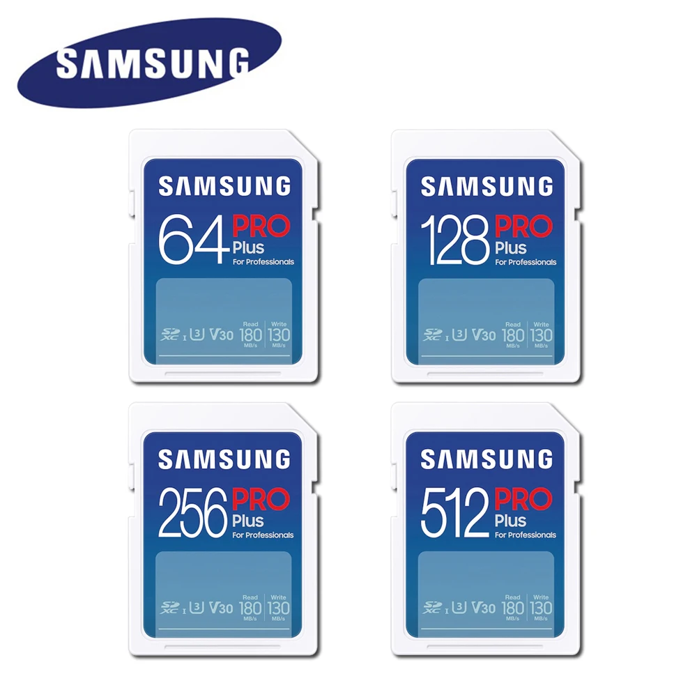 SAMSUNG SD Card 32GB 64GB 128GB 256GB 512GB 130MB/s--200MB/s High Speed SD Cards U1 U3 V30 4K Full HD Video For DSLR/ Camera/PC