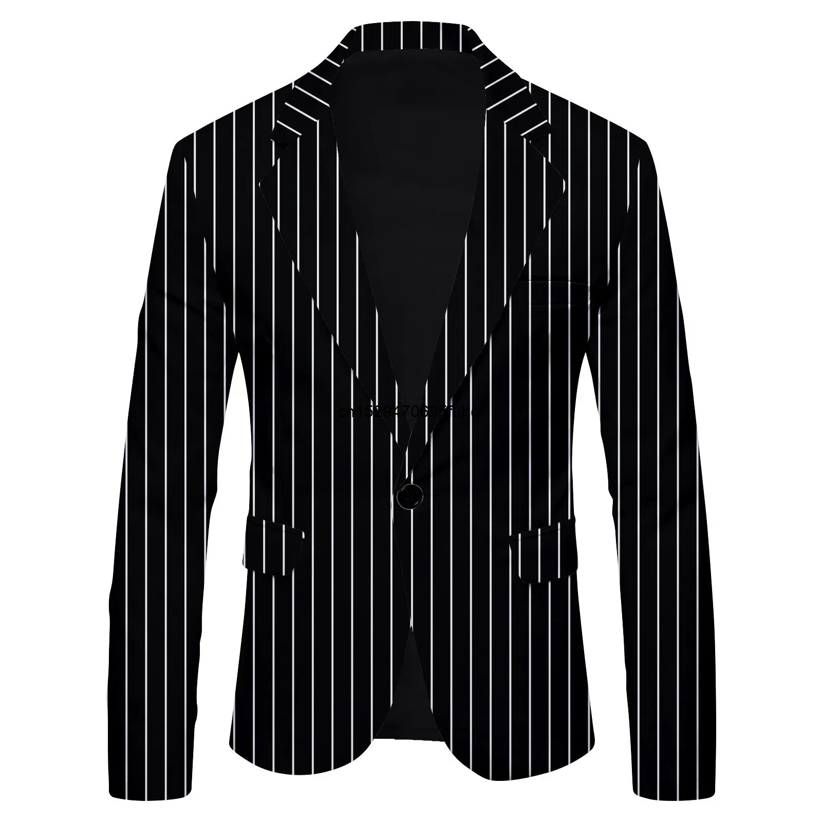 Men\'S Stripe Printing Fashion Trend Suit Top Coat Casual Blazers Autumn Spring Slim Suit Jacket Clothing Tops Homme