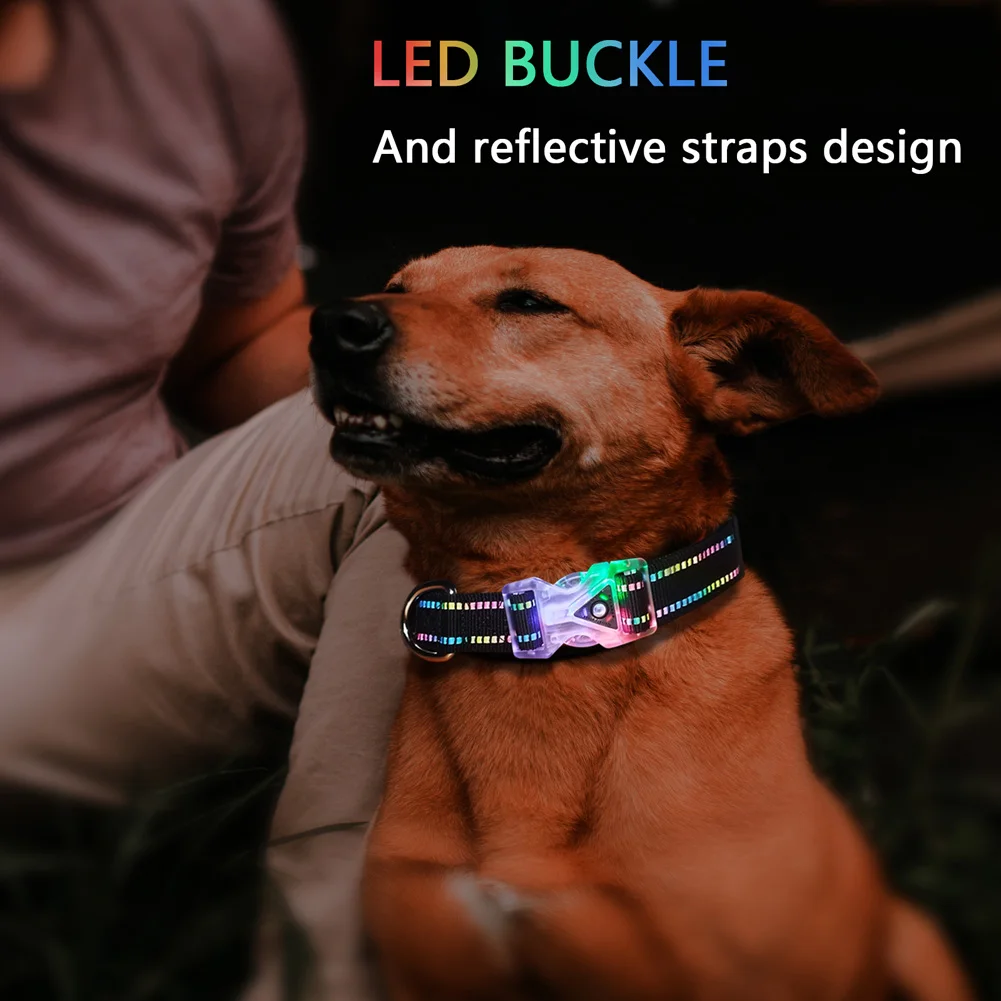 

Dogs LED Collar 3 Sizes Available Super Bright Battery Powered Soft Comfortable Adjustable Decorative Collar Pet Neck Accessorie