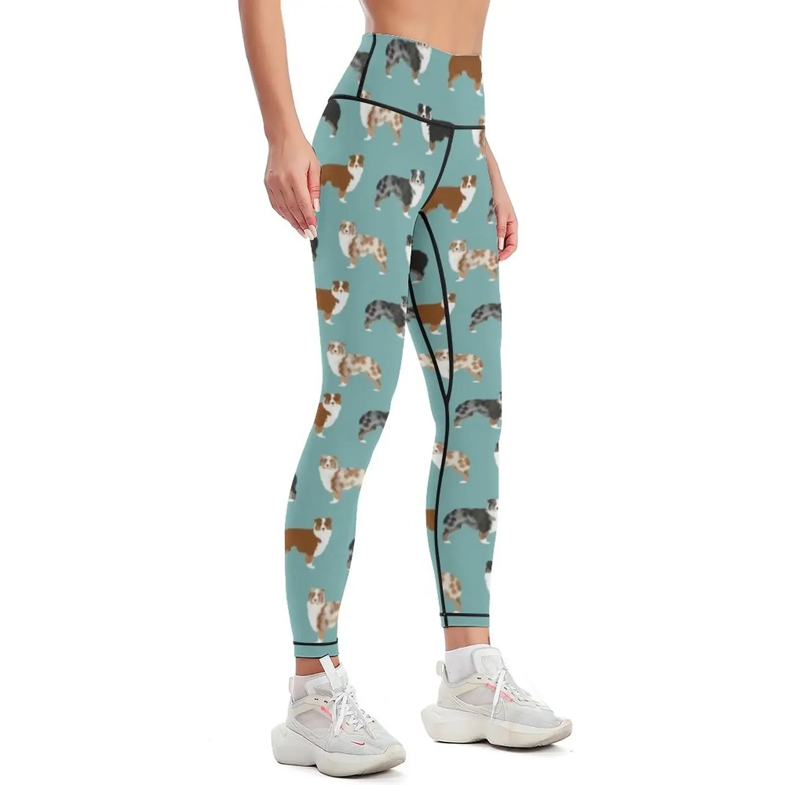 Australian Shepherd owners dog breed cute herding dogs aussie dogs animal pet portrait hearts by PetFriendly Leggings