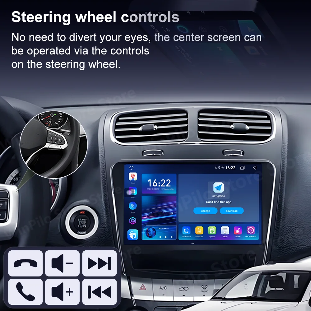 Android 16 Carpaly Navigation GPS For Dodge Journey JC 2011 -2020 Auto Multimedia Video Player Head Unit Car Accessories WIFI 4G view 4