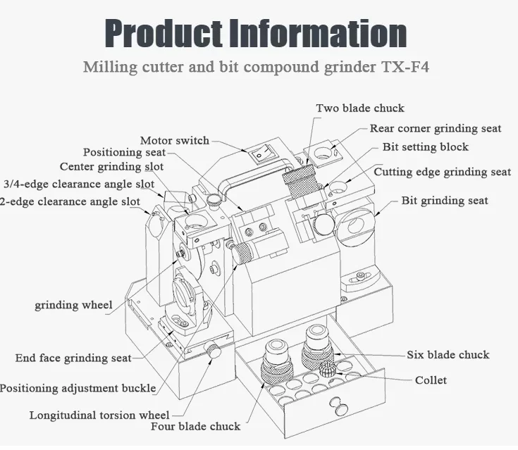 F4 Complex Grinder of Mill & Drill Which Grinding End Bit Together