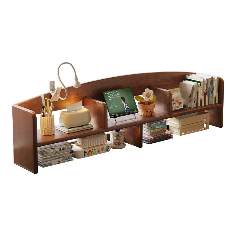 All solid wood bookshelf, desktop shelf, vertical multi-layer countertop, small bookshelf on the desk, book storage rack