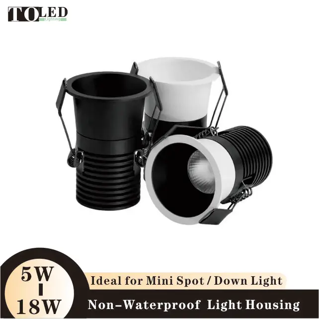 Adjustable Recessed Ceiling Spotlight Aluminum Housing Indoor Downlight Extrusion Shell Non-electrical Lamp Fitting Accessory