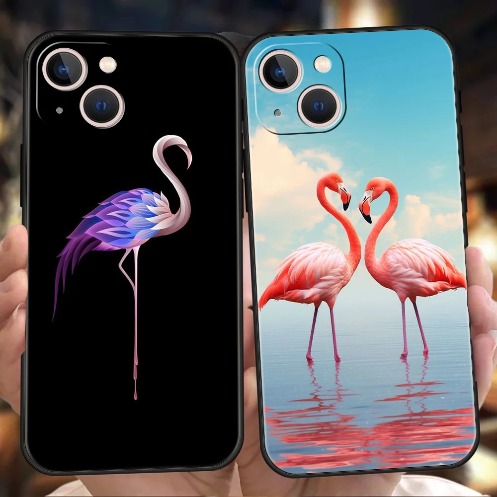 플라밍고 휴대폰 케이스 커버, 아이폰 16, 15, 14, 13, 12 프로 맥스, 11 프로 맥스, 7, 8 플러스, XS, XR, 충격 방지 소프트 TPU 쉘, Fundas Capas 가방