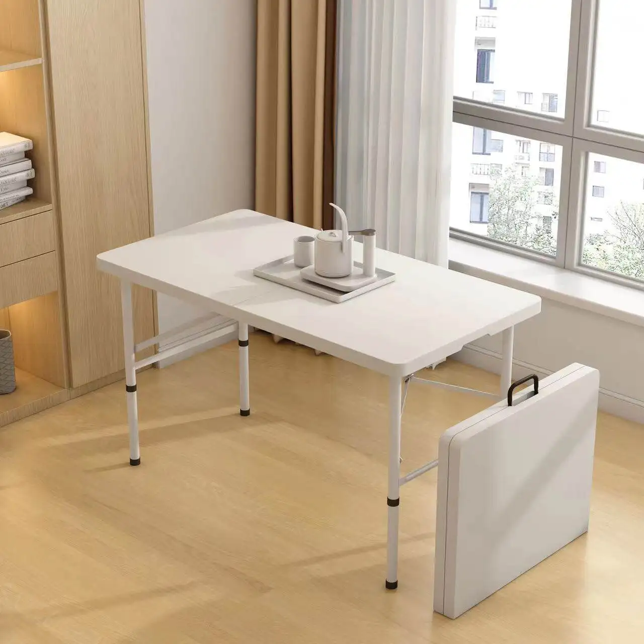 Portable Rectangular Foldable Table For Outdoor Stall Home Study Simple Small Dining Desk With Matching Chair Set