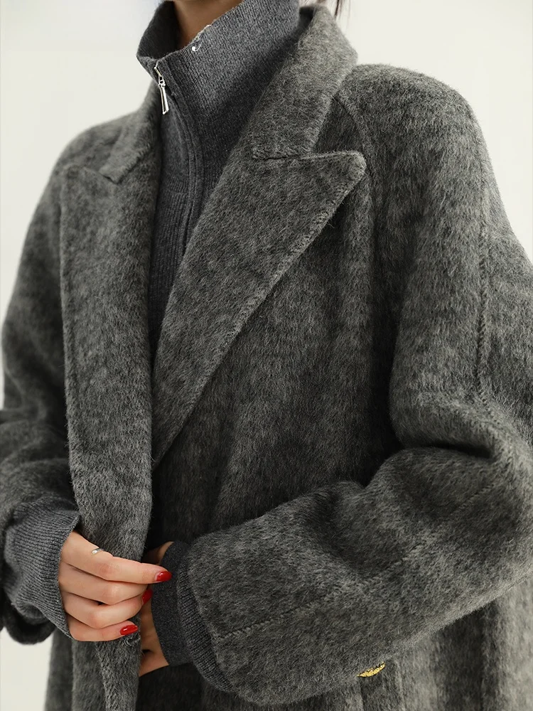 

ay Woolen Coat Women's Autumn Winter Double-sided Camere Medium-length Outerwear 2025 New Sle Faionable Straight-cut
