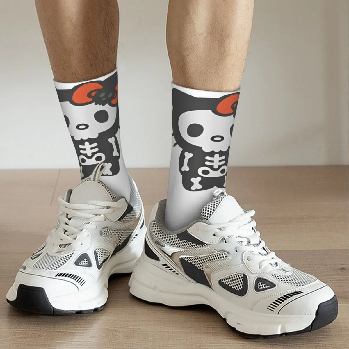 Men\'s Socks Hello Kitty Skeleton Halloween Stockings Winter Casual Breathable Socks Graphic Outdoor Sports Anti Slip Socks