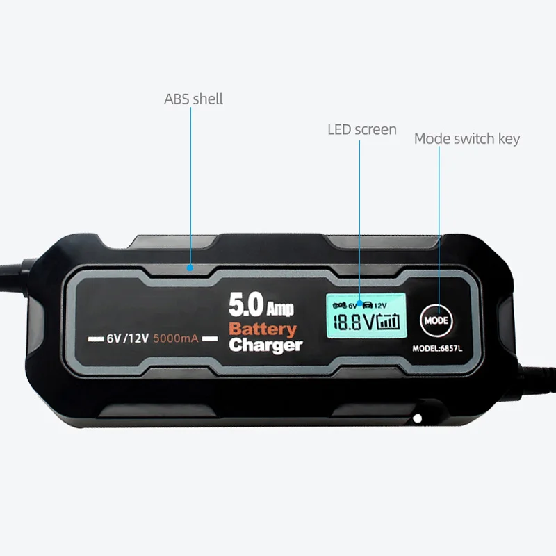 Multi-Protection 5000mA Car Battery Charger 6V/12V Full Automatic Intelligent Car Motorcycle Battery-Charger for Automobiles