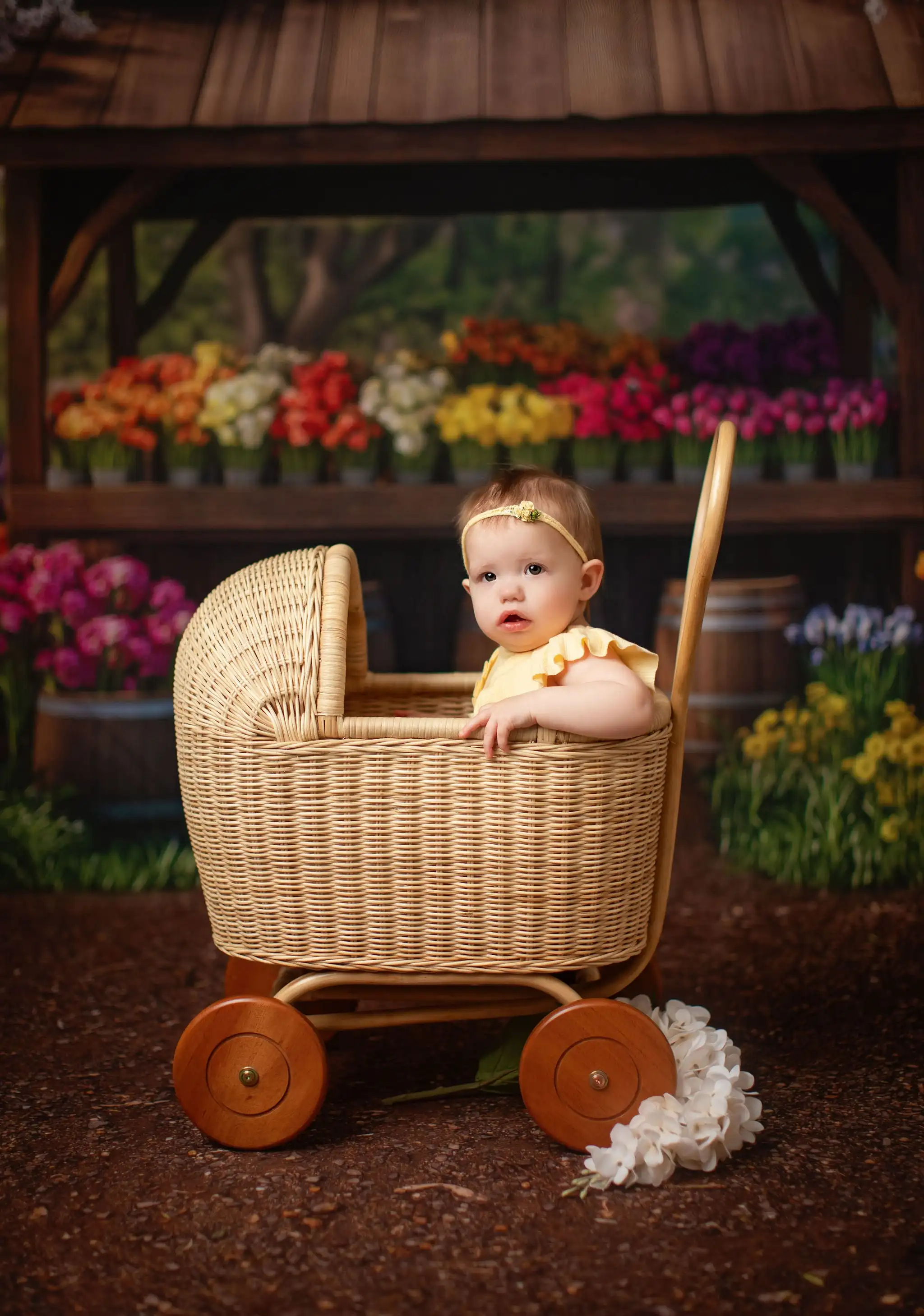 Rustic Spring Flower Stand Background for Photography Adult Family Portrait Floral Jungle Cake Smash Child Backdrops Photocall