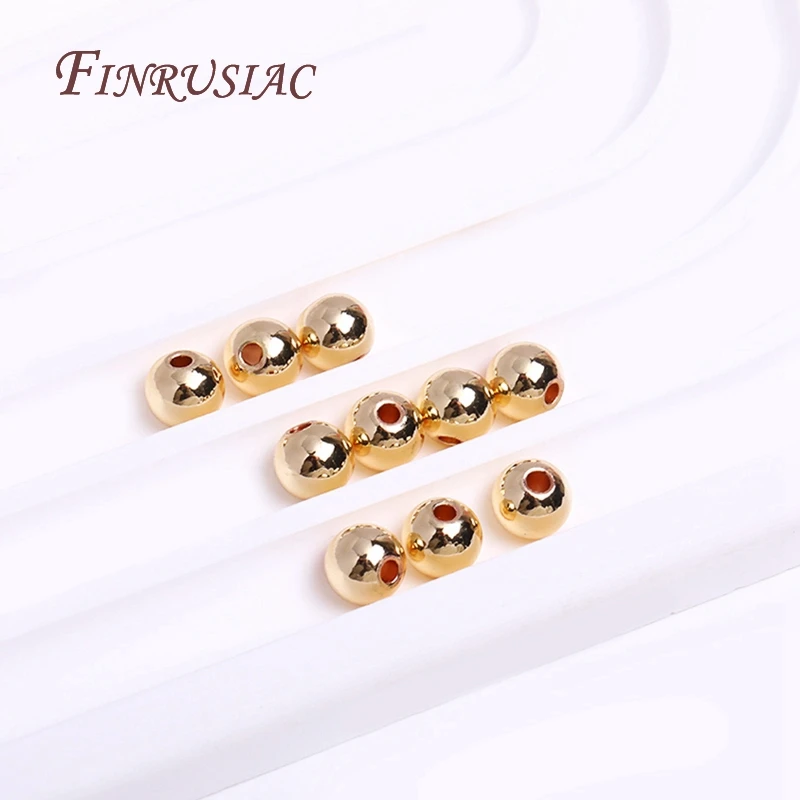 2/2,5/3/4/5/6MM Runde Nahtlose Perlen 14K Gold Überzogene Metall glatte Spacer Perlen Für Armband Hohe Qualität DIY Schmuck Zubehör – Detail 13