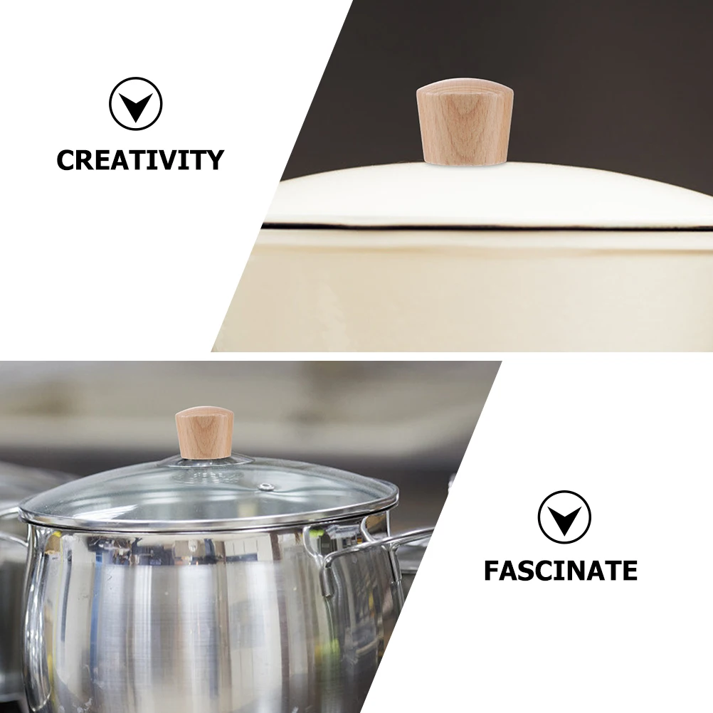 

3pcs Wooden Knobs Universal Pot Handles Kitchen Pan Replacements Compact Small Pan Handles Wood Lid Handle Soup Pot Lid Knob