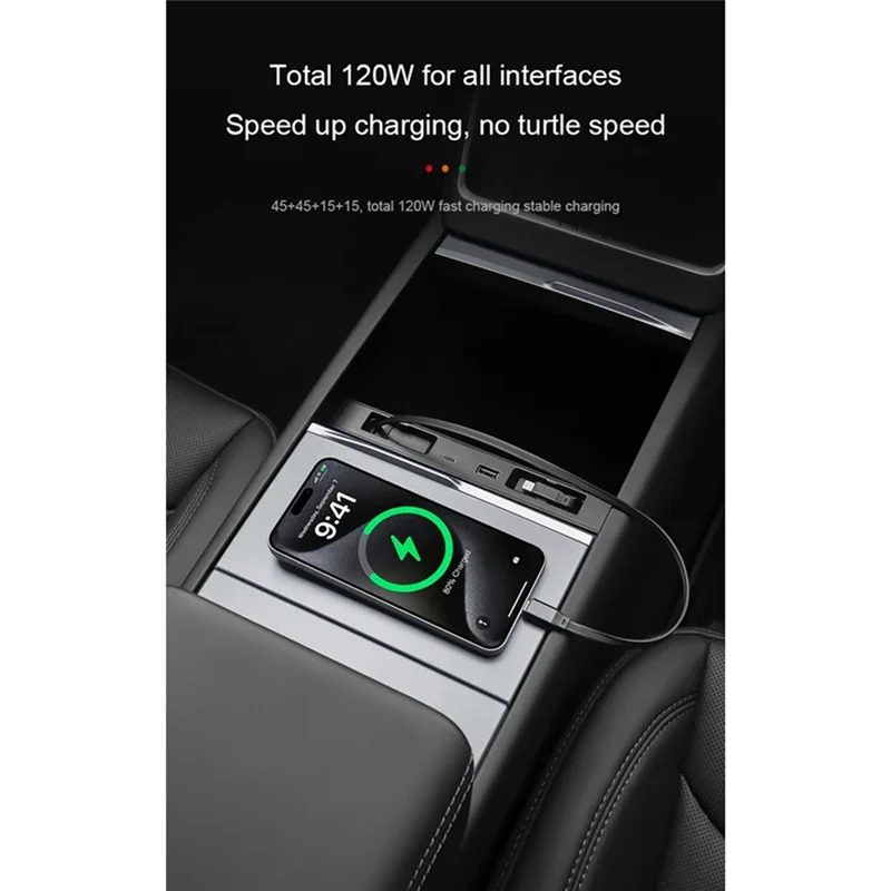 

Быстрое зарядное устройство USB-шунтирующий концентратор для Tesla Model Y Juniper 2025 Интеллектуальная док-станция Model 3 Highland Sunken Splitter