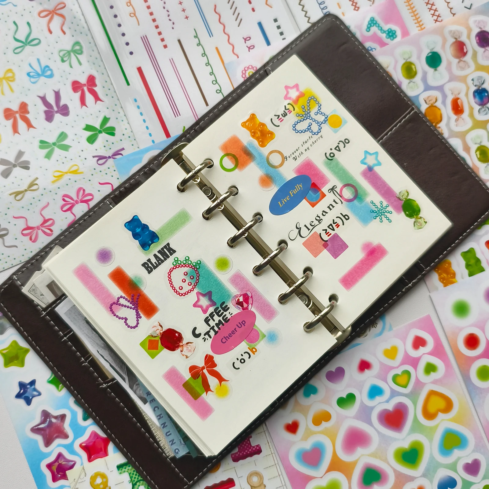 Zufällige Auswahl von über 1000 bunte Aufkleberbücher, niedliche Traumstil-Sticker, für DIY-Scrapbooking, Journaling und Dekoration – Detail 3