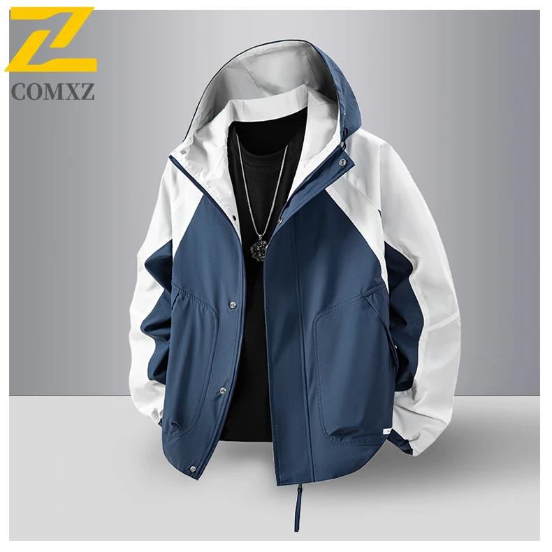 

Men's Casual Jacket 2025 New Fashion Color Blocking Windproof Breathable Hooded Jacket Outdoor Travel Commuting Jacket Teenagers