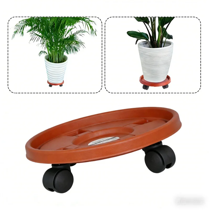 Heavy Duty Flower Pot Tray with Universal Wheels Indoor Outdoor Balcony Succulent PlBase Movable Rolling Tray for Potted Plants