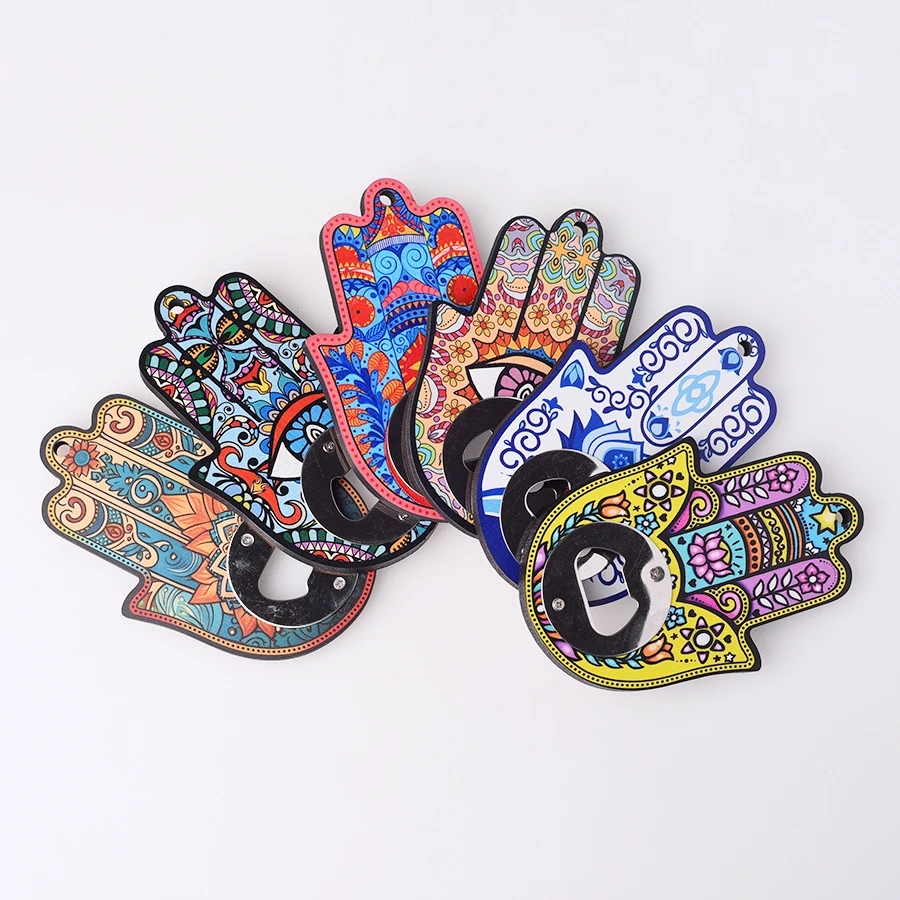 1PC Creative Ceramic Hand Refrigerator Magnetic Stickers Hamsa Angel Eye Bottle Opener for  Home Decor