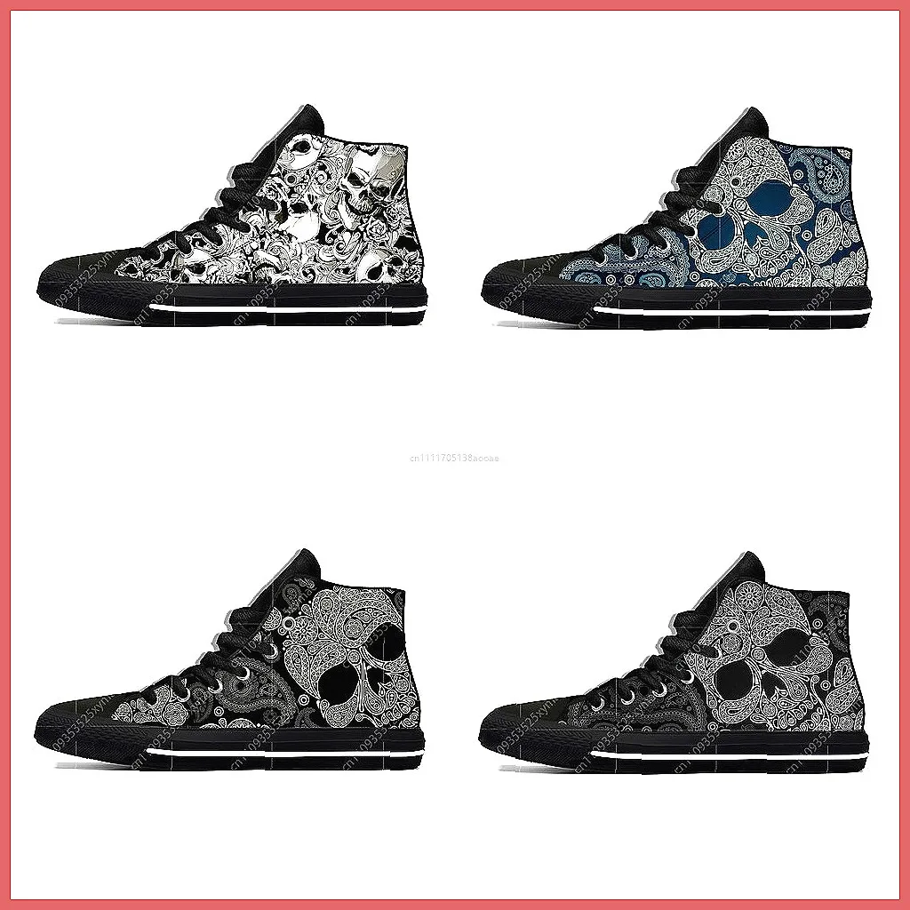 

Gothic Punk Skull Sneakers: Lightweight Breathable High-Top Casual Shoes for Men & Women