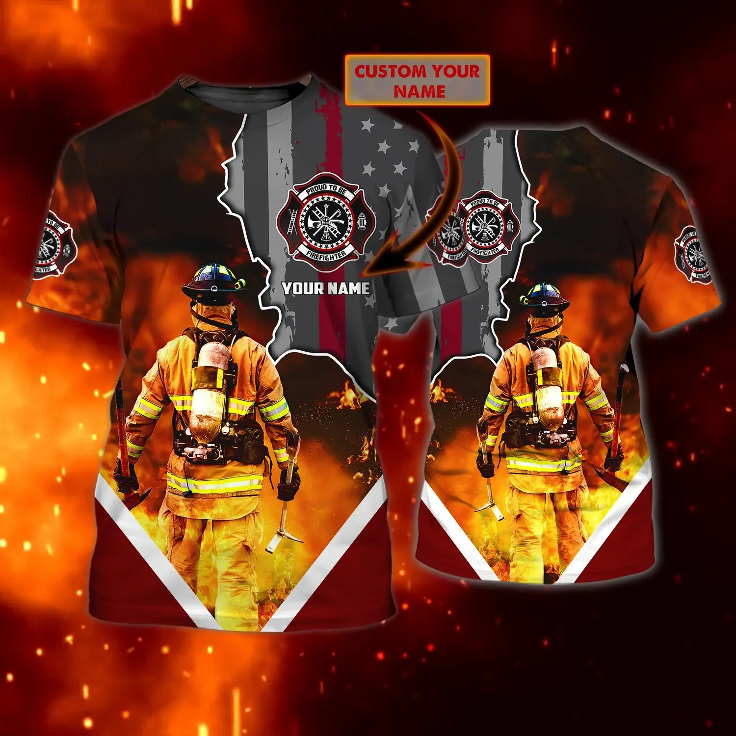 Brave Firefighter Personalized Name 3D All Over Printed Men t shirt Summer Casual Harajuku T-shirts Unisex street Tshirt DDR03