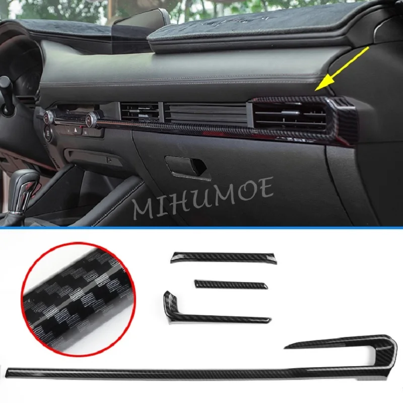 

LHD Carbon Fiber Car Dashboard Trims Strips Molding For Mazda 3 BP Sedan Hatchback 2019-2024 Interior Decoration