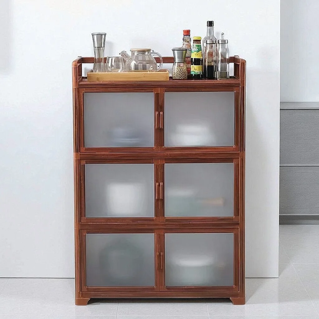 Aluminum alloy kitchen side cabinet household large capacity locker living room multi-layer multi-functional locker
