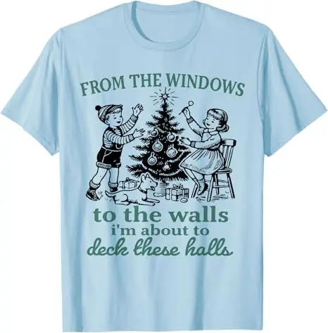 من النوافذ إلى الجدران أنا عن سطح السفينة هذه القاعات تي شيرت Y2k عيد الميلاد زي الجدة هدية الأسرة عيد الميلاد قائلا المحملة #4