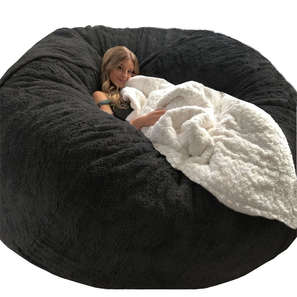 Dropshipping new Floor Seat Couch Futon Lazy Sofa Recliner Pouf Giant soft Fluffy Fur sleeping Bean Bag for adult relax