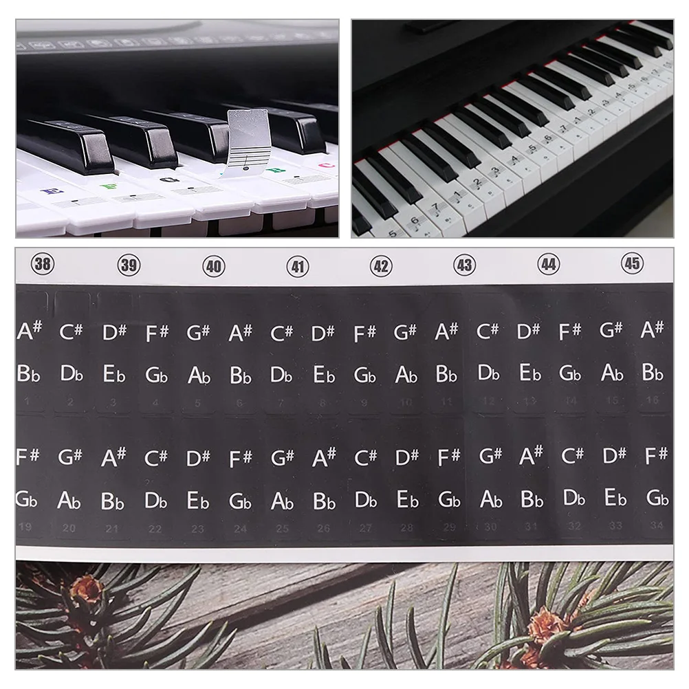 

3pcs Piano Key Stickers Labels Notes Decals For Beginners Kids Compatible Electronic Keyboard Removable Durable Piano Keyboard
